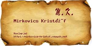Mirkovics Kristóf névjegykártya